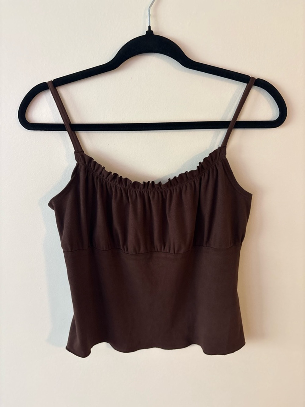 Women’s Brown Spaghetti-Strap Tank with Ruching